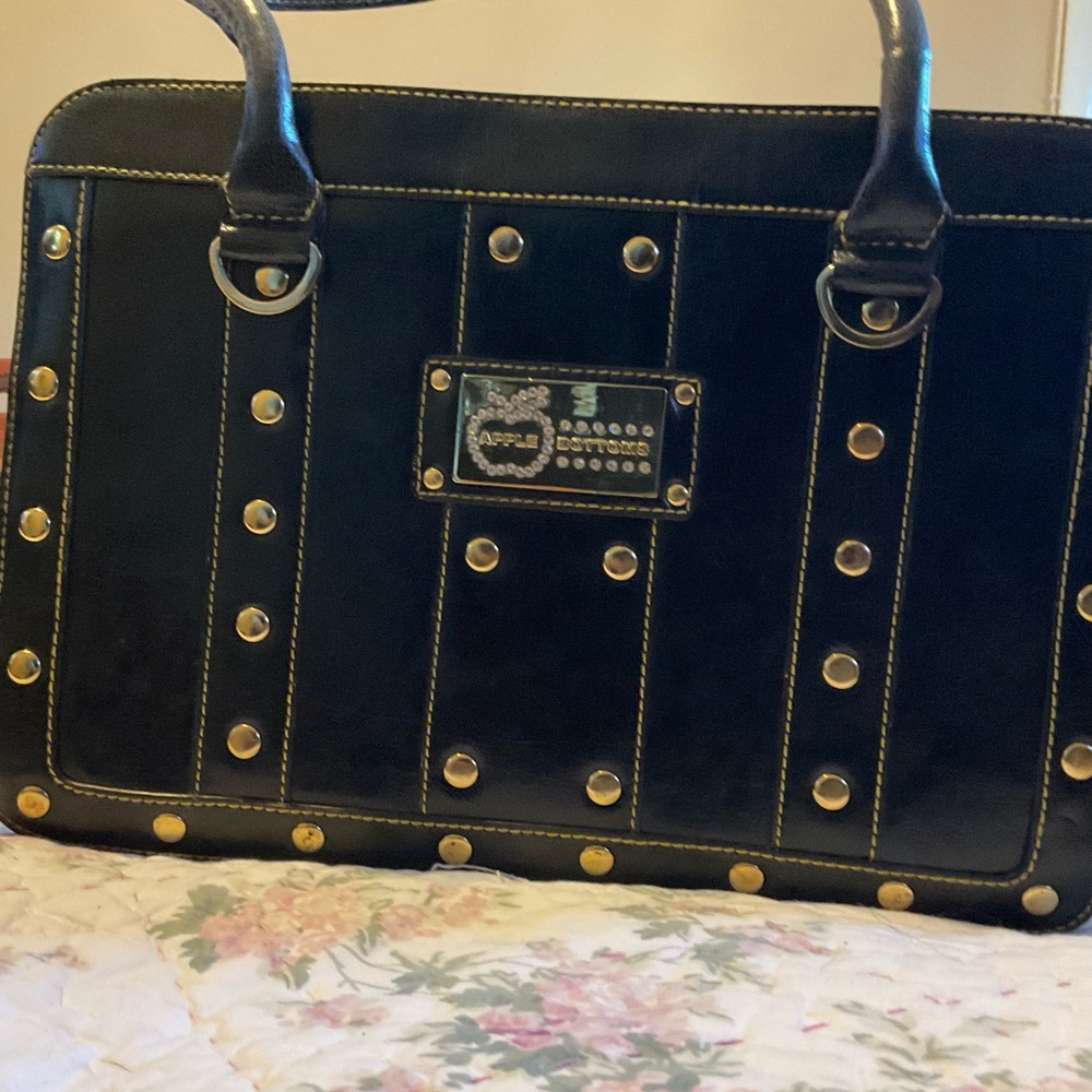 Apple Bottoms Black Handbag with Gold Details